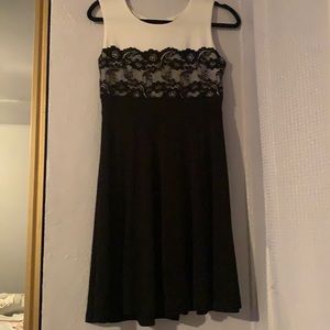 Black and white dress with lace detail on top